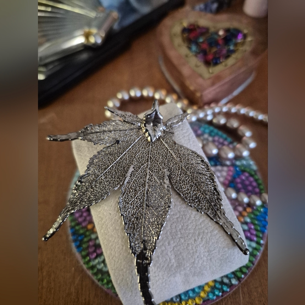 Elegant Silver Dipped Leaf Pendant